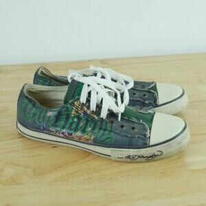 Ed Hardy Women's Size 10 Sneakers Slip On Low Rise Y2K Skull Tiger Graphic